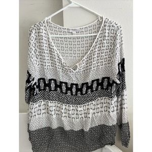 Wrangler Top Womens Extra Large Black White Casual Coastal